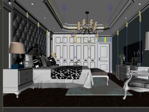 stylish bedroom complete 60 3D मॉडल