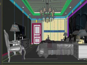 stylish bedroom complete 61 3D Model