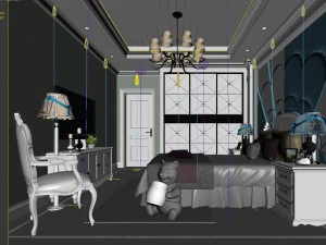 stylish bedroom complete 61 3D Model