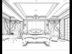 stylish bedroom complete 63 3D 모델