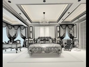 stylish bedroom complete 63 3D Model