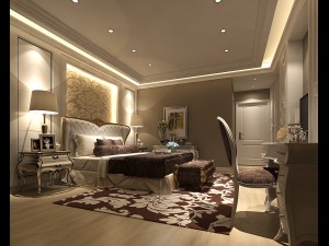 stylish bedroom complete 64 3D Model
