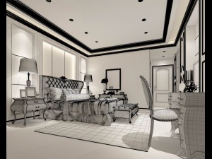 stylish bedroom complete 64 3D Model