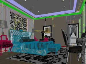 stylish bedroom complete 64 3D Model