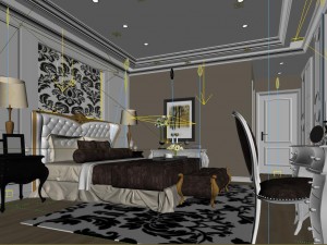 stylish bedroom complete 64 3D Model