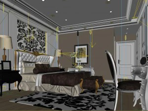stylish bedroom complete 64 3D Model