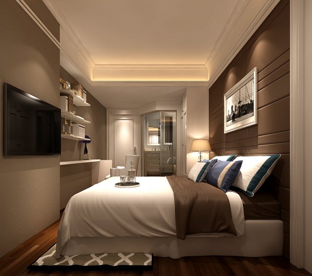 stylish bedroom complete 65 3D Modell .c4d .max .obj .3ds .fbx .stl .blend