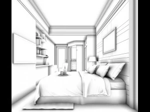 stylish bedroom complete 65 3D Model