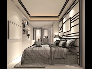 stylish bedroom complete 65 3D Model