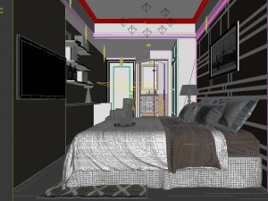 stylish bedroom complete 65 3D Modell
