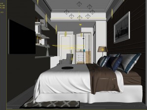 stylish bedroom complete 65 3D Modell