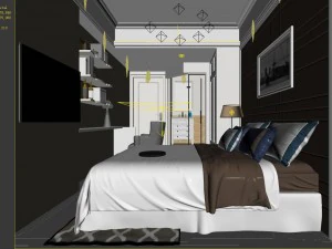 stylish bedroom complete 65 3D Model