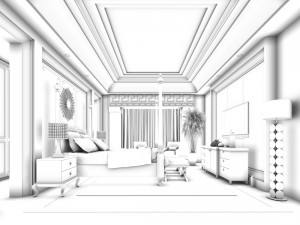 stylish bedroom complete 66 3D Model