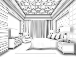 stylish bedroom complete 66 3D Model