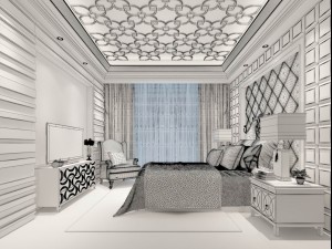 stylish bedroom complete 66 3D Model