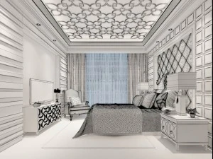 stylish bedroom complete 66 3D Model