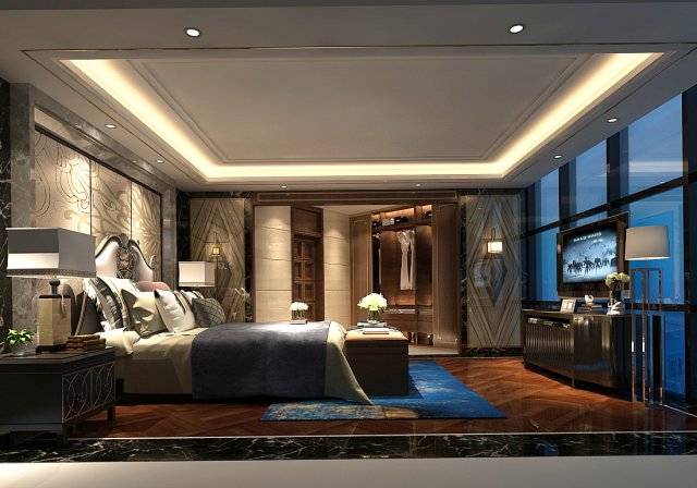 stylish bedroom complete 67 Modelo 3D .c4d .max .obj .3ds .fbx .stl .blend 