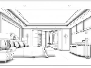 stylish bedroom complete 67 3D Model