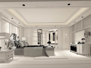 stylish bedroom complete 67 3D Model