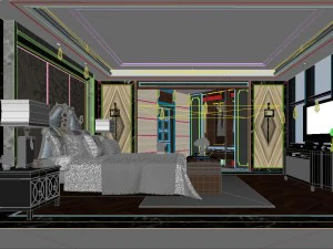 stylish bedroom complete 67 3D Model