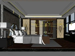 stylish bedroom complete 67 3D Model