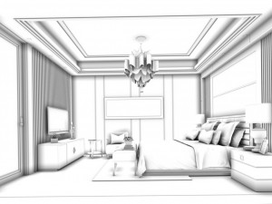 stylish bedroom complete 68 3D Model