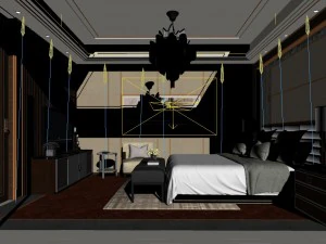 stylish bedroom complete 68 3D Model