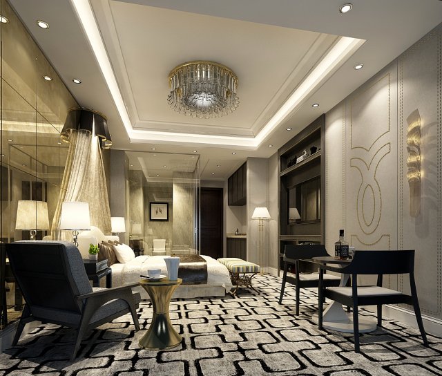 stylish bedroom complete 69 3D Модель .c4d .max .obj .3ds .fbx .stl .blend 