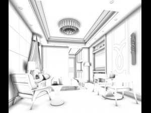 stylish bedroom complete 69 3D Model