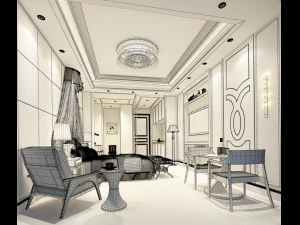 stylish bedroom complete 69 3D Model