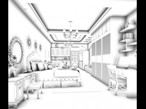 stylish bedroom complete 70 Model 3D