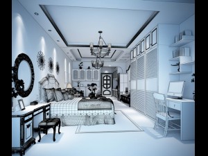stylish bedroom complete 70 Model 3D