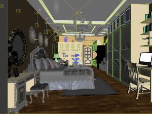 stylish bedroom complete 70 Model 3D