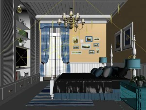 stylish bedroom complete 71 3D Model