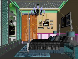 stylish bedroom complete 71 3D Model