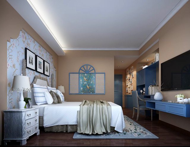 stylish bedroom complete 72 Modelo 3D .c4d .max .obj .3ds .fbx .stl .blend 