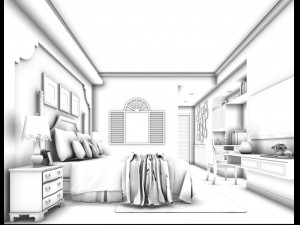stylish bedroom complete 72 Modelo 3D