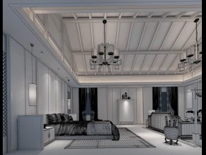 stylish bedroom complete 73 3D Model