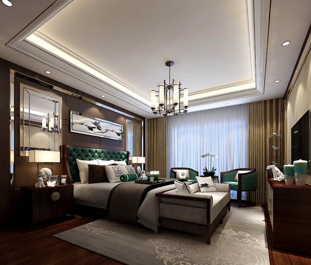 stylish bedroom complete 75 Modello 3D .c4d .max .obj .3ds .fbx .stl .blend 