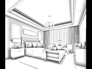 stylish bedroom complete 75 3D Model
