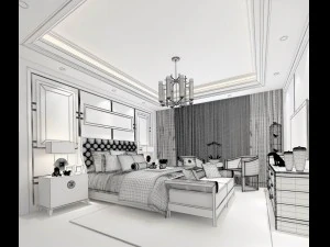 stylish bedroom complete 75 3D Model