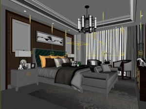 stylish bedroom complete 75 3D Model
