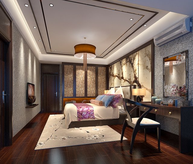 stylish bedroom complete 76 3D Model .c4d .max .obj .3ds .fbx .stl .blend
