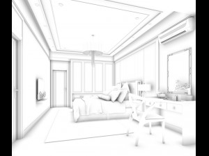 stylish bedroom complete 76 3D Model
