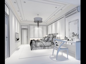 stylish bedroom complete 76 3D Model
