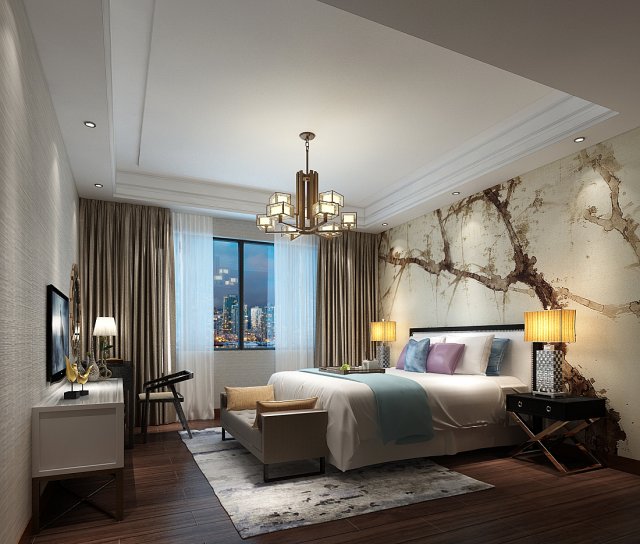 stylish bedroom complete 77 Modello 3D .c4d .max .obj .3ds .fbx .stl .blend 