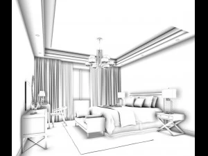 stylish bedroom complete 77 3D Model