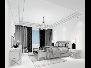 stylish bedroom complete 77 Modello 3D