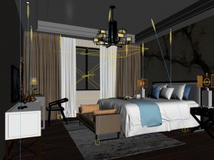 stylish bedroom complete 77 Modello 3D
