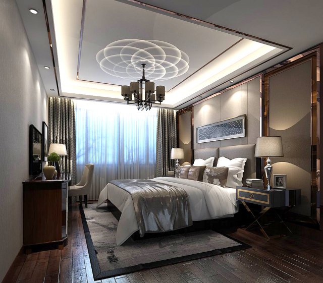 stylish bedroom complete 78 3D Model .c4d .max .obj .3ds .fbx .stl .blend 